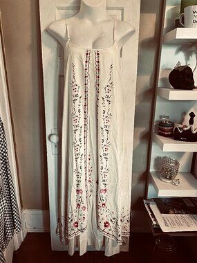 Beige Floral Print Spaghetti Strap Maxi Dress with Panel Overlays - 4X